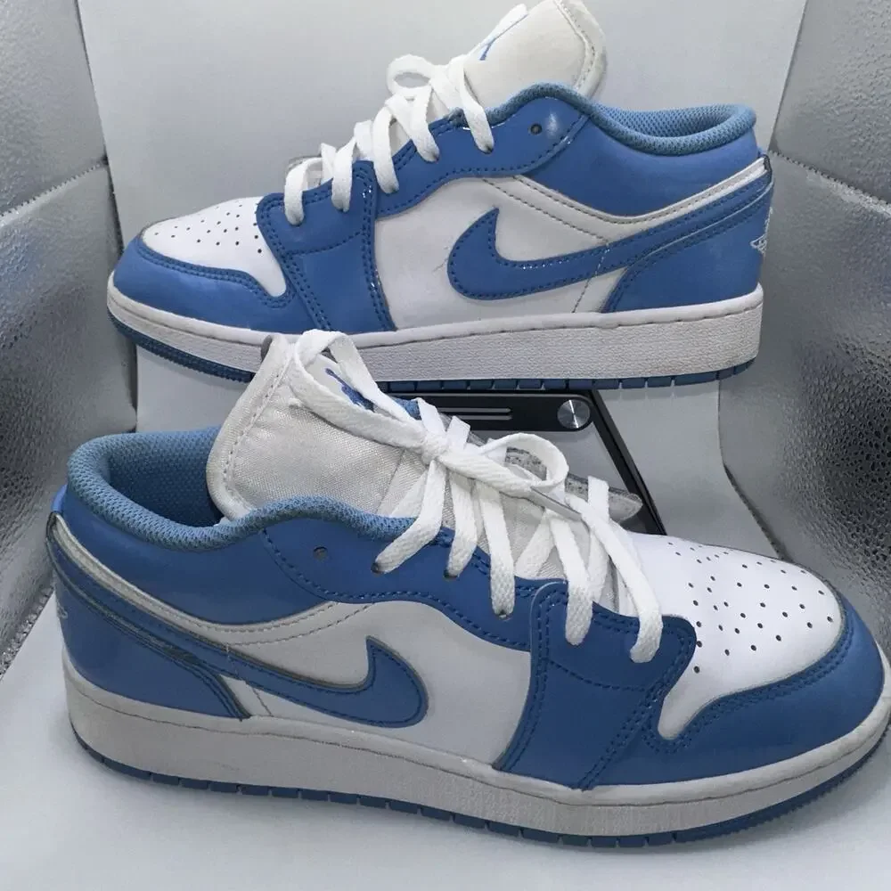Nike Size Boys 5Y Air Jordan 1 Low SE White/Legend Blue (FZ3929-114)-‎ Excellent